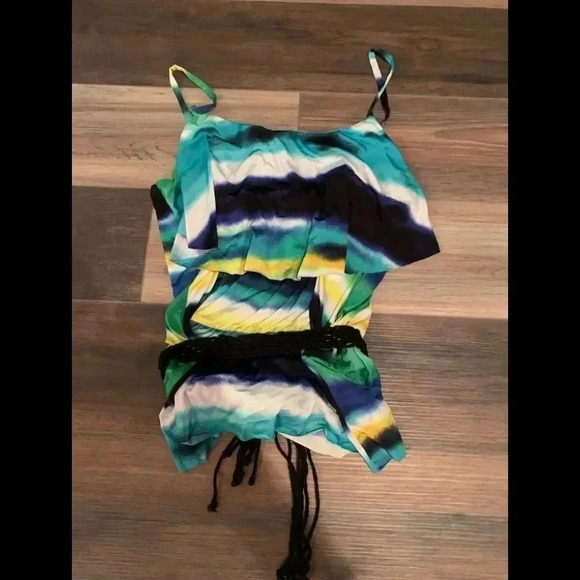 Y2k water color belted blouse - Picture 1 of 1